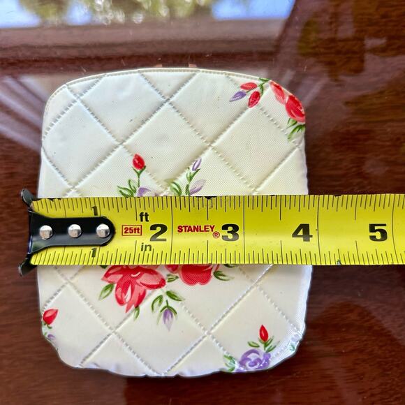 Vintage Folding Travel Mirror with Vinyl Floral Storage Pouch ￼ - Picture 11 of 14